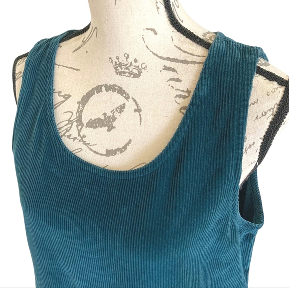 Vtg LL Bean Corduroy Jumper Blue dress Size 8 petite overall Cottage 90s Modest - Picture 6 of 11